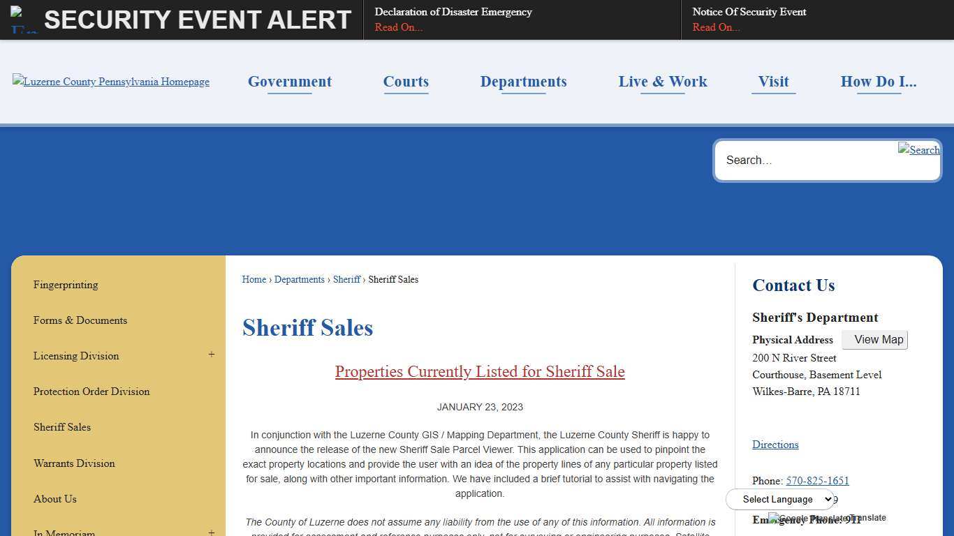 Sheriff Sales Luzerne County, PA